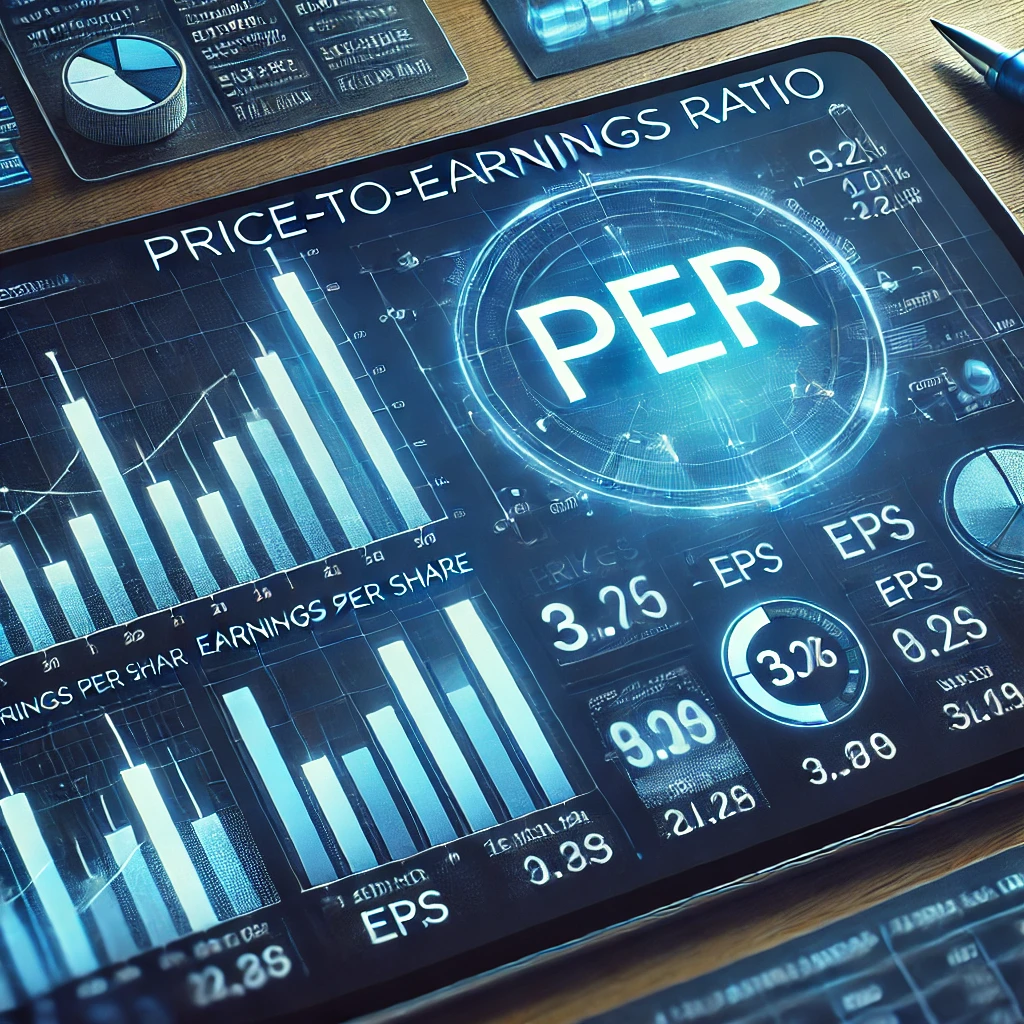 Stock market graph showing PER analysis